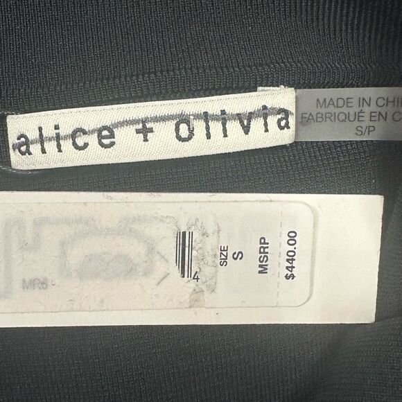 Alice + Olivia Black Short Sleeve Lace Up Neck Collar Dress - Picture 7 of 8